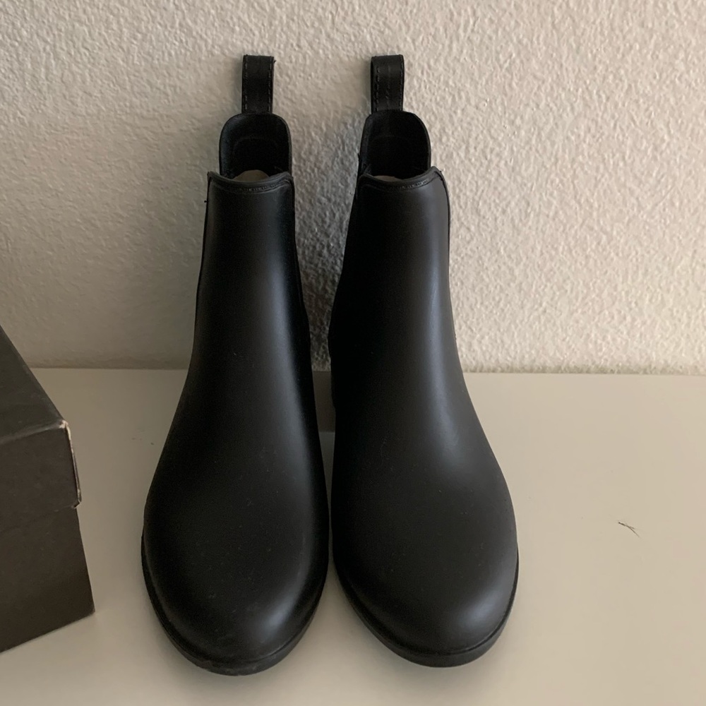 J Crew new black rubber rain boots